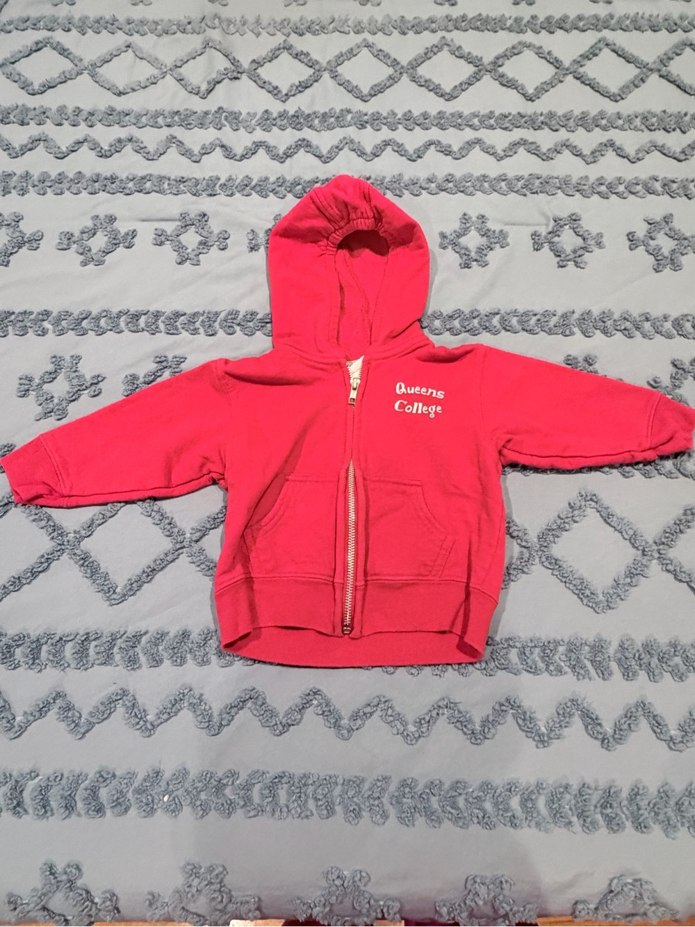 Toddler Queens College Hoodie - Red Zip-Up